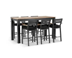 Outdoor Balmoral 2M Aluminium Bar Table With 6 Capri Bar Stools - Outdoor Aluminium Dining Settings - Charcoal Aluminium with Denim Grey Cushions