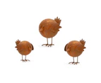 3pc Tweeties Metal Birds Garden Home Decor Set Rusty Ornament Backyard Sculpture