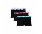 3 Pairs X Bonds Mens Everyday Stripe Trunks Cotton - Black