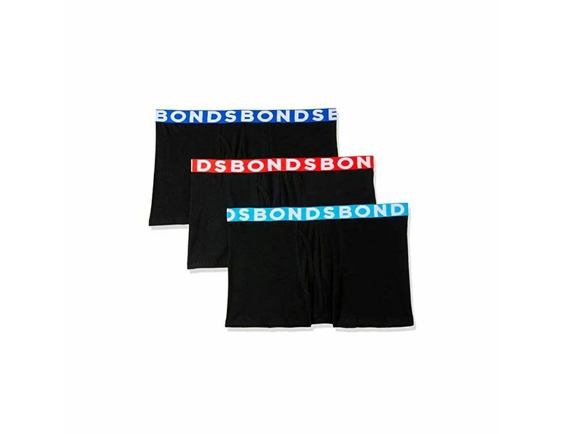 3 Pairs X Bonds Mens Everyday Stripe Trunks Cotton - Black