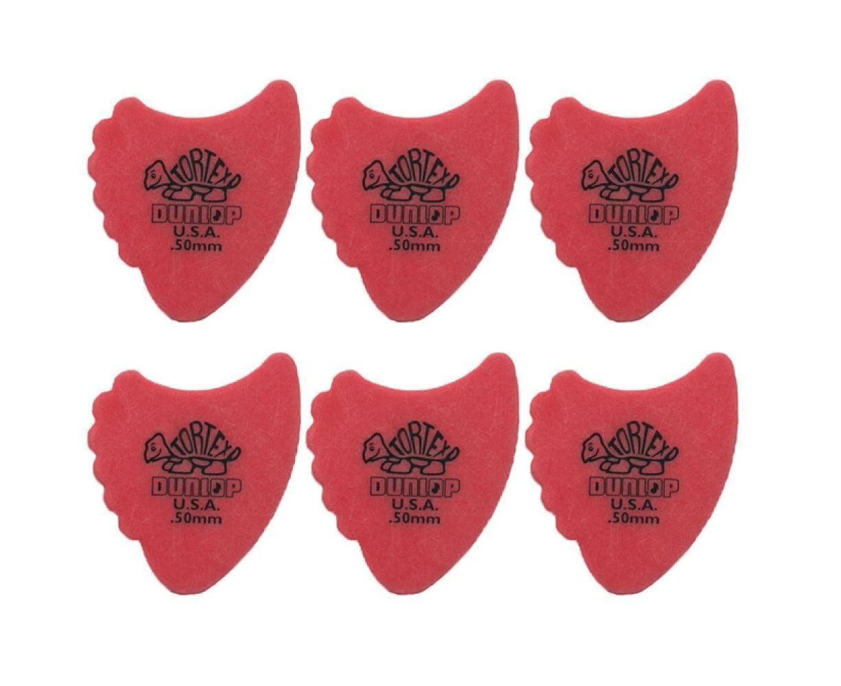 6 x Jim Dunlop Tortex Fins 0.50mm Red Guitar Picks 414R Free Shipping