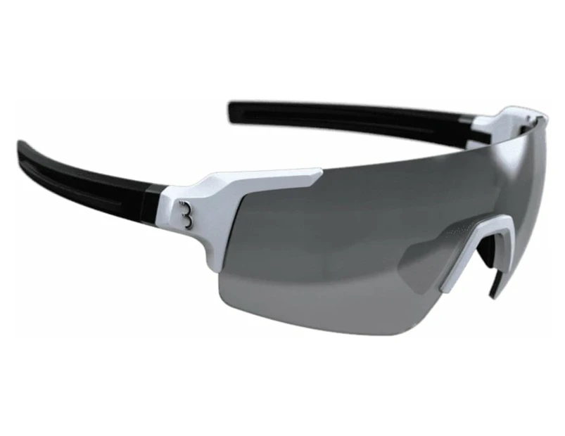 BBB Fullview Sports Glasses Glossy White Frame Smoke Lens - White