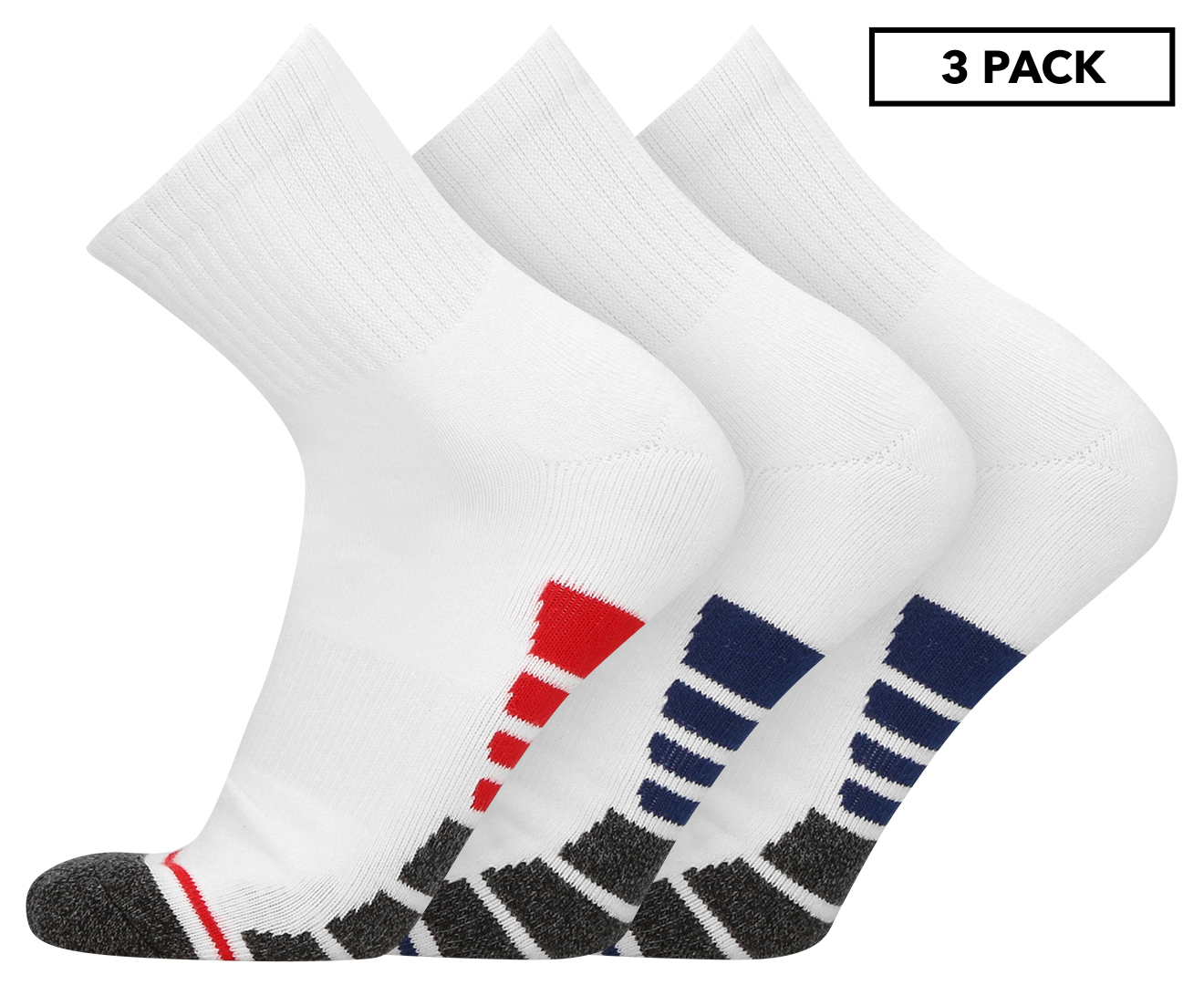 Underworks Men's Sport Quarter Crew Socks 3-Pack - White | Catch.co.nz