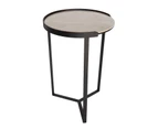 Marcial Collection | Round Glass-Ceramic Side Table | Grey & Black