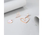 Open-Hearted MOP Shell Inlaid Asymmetrical Earrings Rose Gold Layered