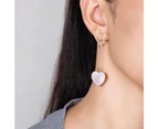 Open-Hearted MOP Shell Inlaid Asymmetrical Earrings Rose Gold Layered