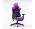 Gaming Chair Ergonomic Racing chair 165o Reclining Gaming Seat 3D Armrest Footrest Purple Black