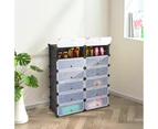 Giantex 12-Cube Shoe Organiser Stackable Storage Cabinet DIY Modular Storage Boxes Sneaker Rack Shelf