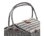 4 Person Picnic Basket Baskets Set Outdoor Blanket Wicker Deluxe Folding Handle