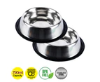 Pet Basic 2PCE Stainless Steel Pet Bowl Non Slip Base Dishwasher Safe 790ml