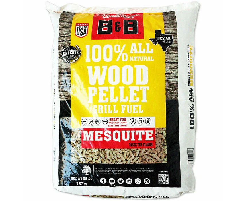 B&B Mesquite Pellet Grill Fuel (20lb/9kg) - B00078