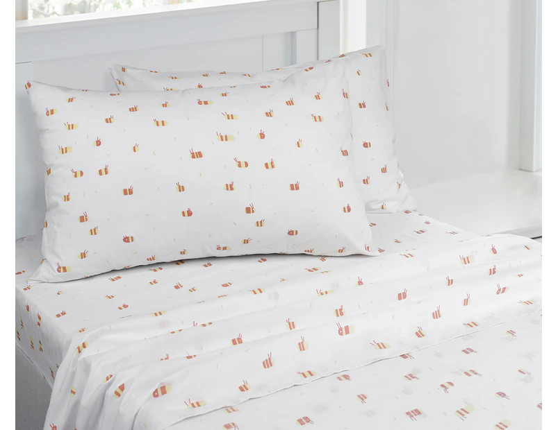 Jelly Bean Kids Bumble Printed Bed Sheet Set - White/Multi SB/DB