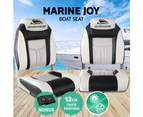 Seamanship 2X Folding Boat Seats Marine Seat Swivel High Back 12cm Padding Grey