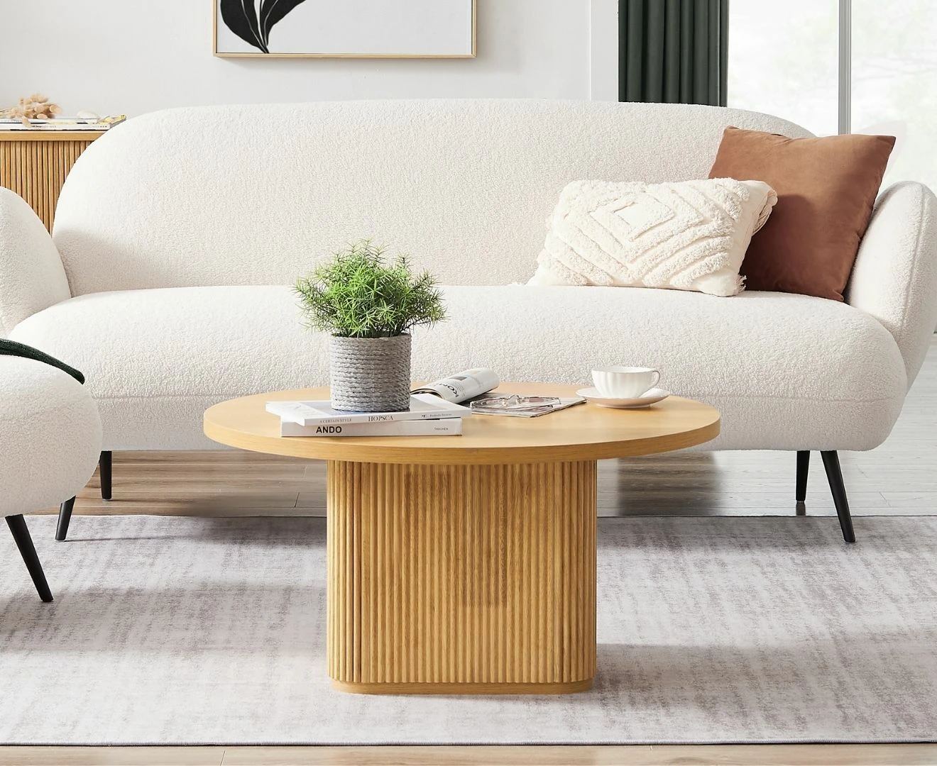 Kate Round Column Coffee Table in Natural