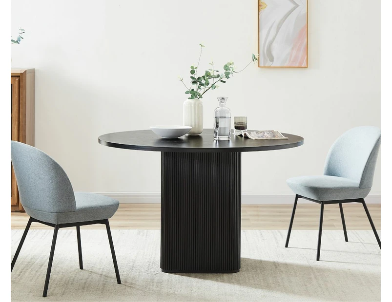 Lifely Kate Black Round Ribbed 4-Seater Dining Table