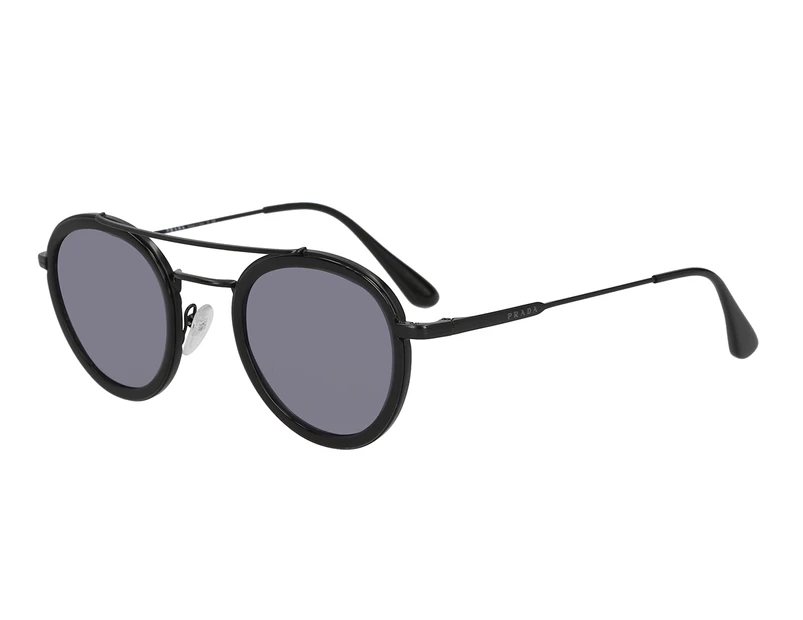 Prada Women's SPR56X Round Sunglasses - Black/Dark Blue