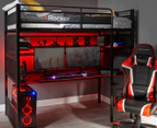 X Rocker Battlebunk Gaming High Sleeper Bed w/ Desk - Black/Red