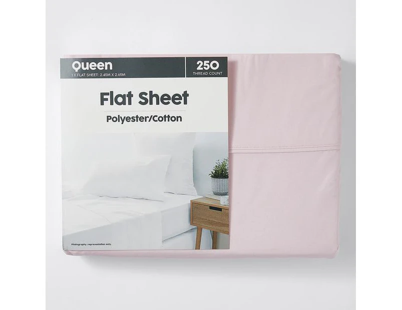 Target 250 Thread Count Polyester Cotton Flat Sheet - Pink