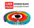 120Pcs Wooden Dominoes Block Tiles Bright Tumbling Knock Kids Toys