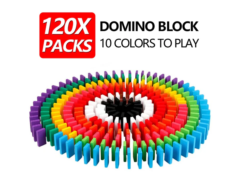 120Pcs Wooden Dominoes Block Tiles Bright Tumbling Knock Kids Toys