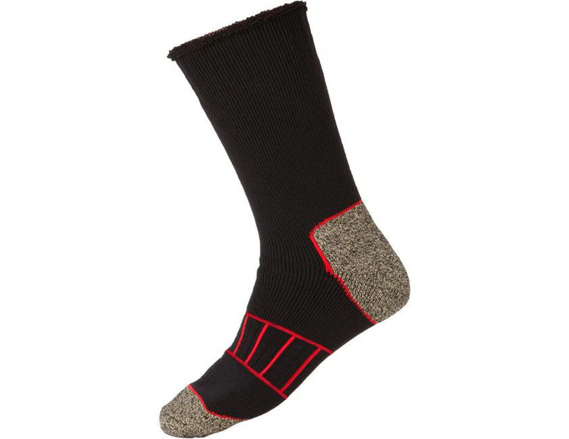 1 x Mens Explorer Copper Crew Socks Black / Grey Marle Nylon/Polyester - Black / Grey Marle