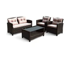 Costway 4pc Outdoor Lounge Setting Patio Furniture Rattan Couch Sofa Set Dining Table Chair Garden Backyard Balcony