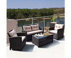 Costway 4pc Outdoor Lounge Setting Patio Furniture Rattan Couch Sofa Set Dining Table Chair Garden Backyard Balcony