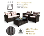 Costway 4pc Outdoor Lounge Setting Patio Furniture Rattan Couch Sofa Set Dining Table Chair Garden Backyard Balcony