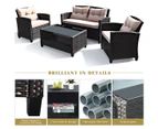 Costway 4pc Outdoor Lounge Setting Patio Furniture Rattan Couch Sofa Set Dining Table Chair Garden Backyard Balcony