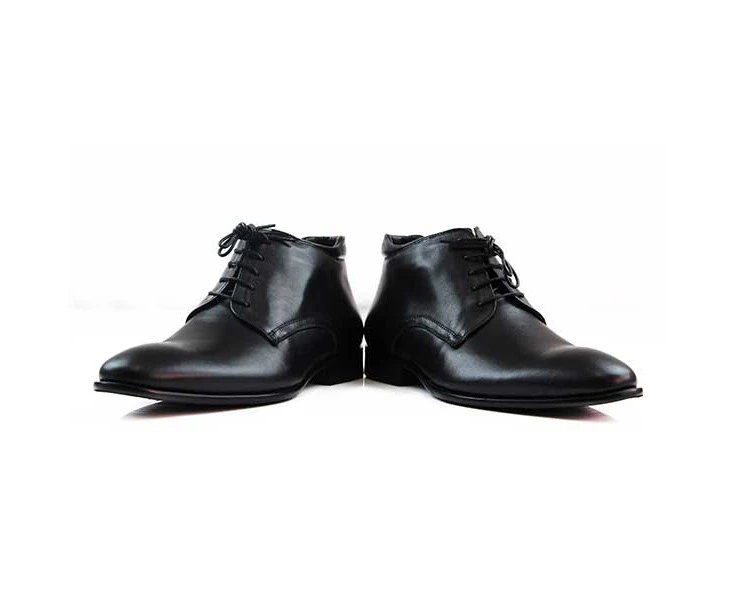 Mens Zasel Cosmo Black Leather Slip On Lace Up Boots Leather - Black