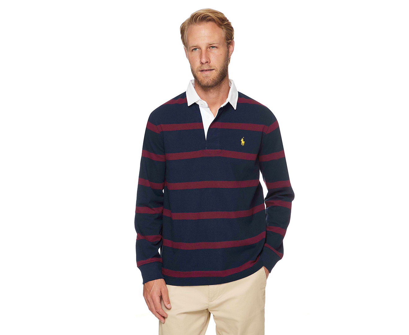 Polo Ralph Lauren Men's Long Sleeve Slim Fit Rugby Shirt - Navy/Wine |  