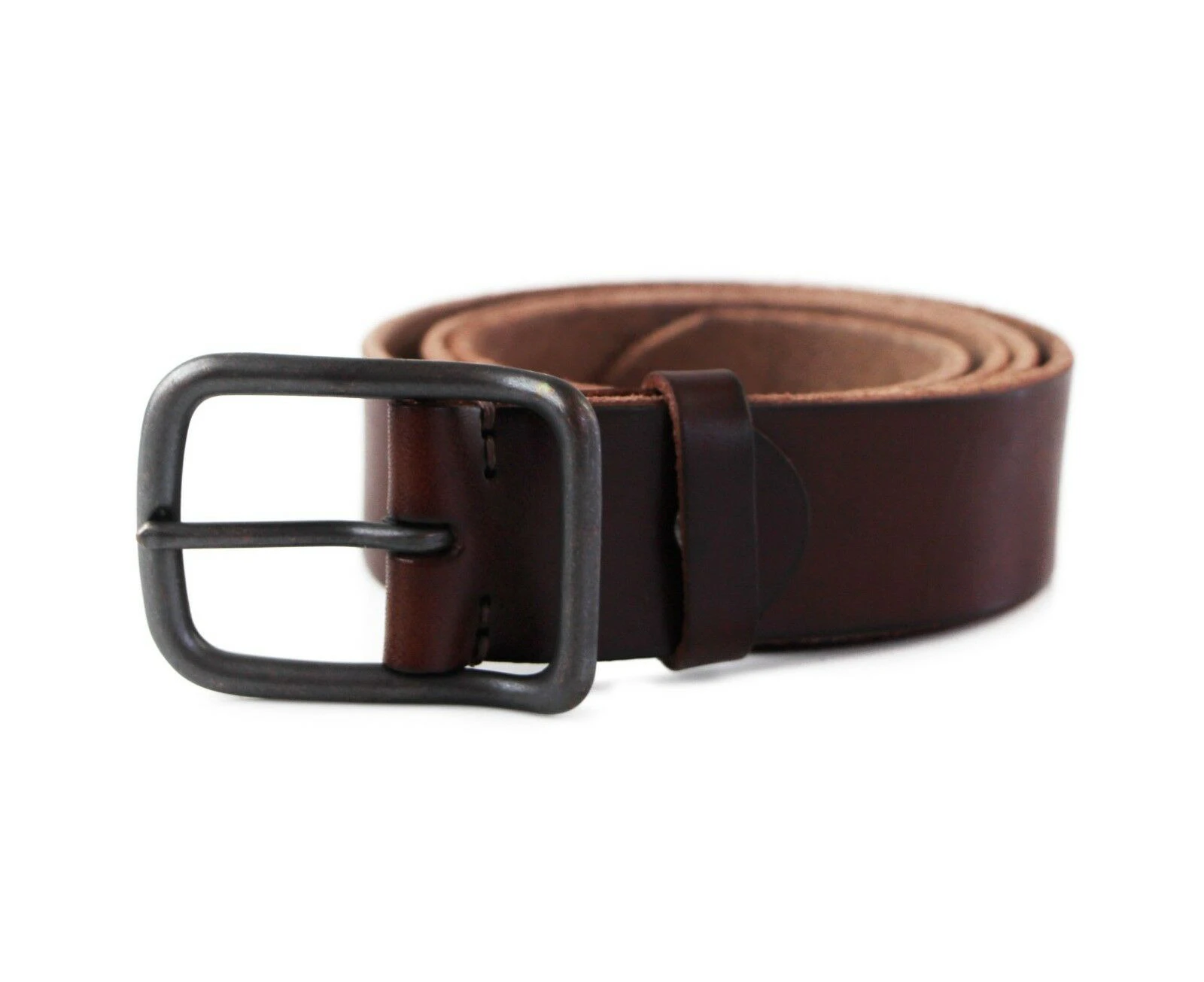 Mens Brown Full Grain Leather Belt Leather - Brown