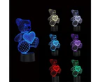 3D Acrylic Teddy Bear 7 Color Kids Bedside Night Light
