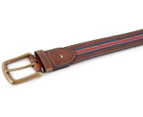 Tommy Hilfiger Men's Centre Stripe Stich Leather Belt - Tan