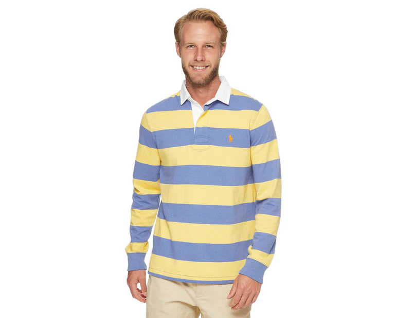 Polo Ralph Lauren Men's Long Sleeve Slim Fit Rugby Shirt - Blue Campus/Yellow
