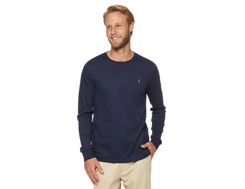 Polo Ralph Lauren Men's Long Sleeve Custom Slim Fit Tee / T-Shirt / Tshirt - French Navy