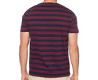 Polo Ralph Lauren Men's Short Sleeve Slim Fit Tee / T-Shirt / Tshirt - Wine/Navy