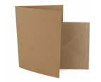 Poppy Crafts A6 300GSM Cards and Envelopes - Brown Kraft -  Pack of 10