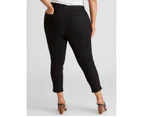 Beme Mid Rise Core Short Length Jeans - Womens - Plus Size Curvy - Black