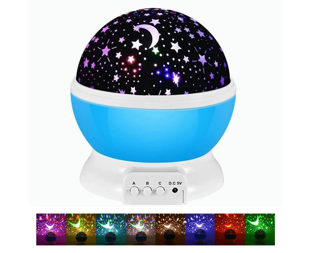 LED Star Galaxy Projector Night Light Starry Sky Party Rotating Kids Room Gift Blue