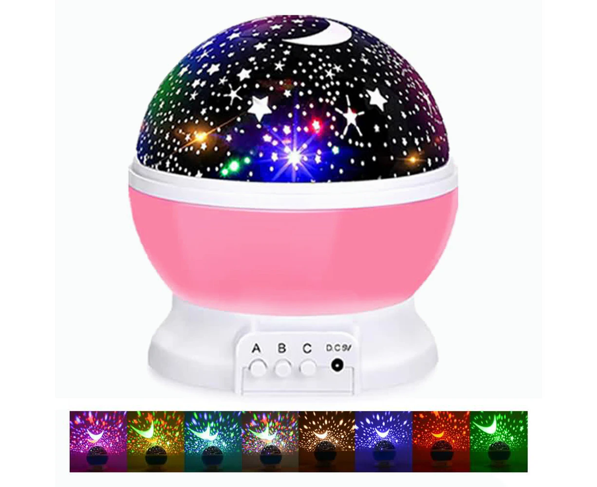 LED Star Galaxy Projector Night Light Starry Sky Party Rotating Kids Room Gift Pink