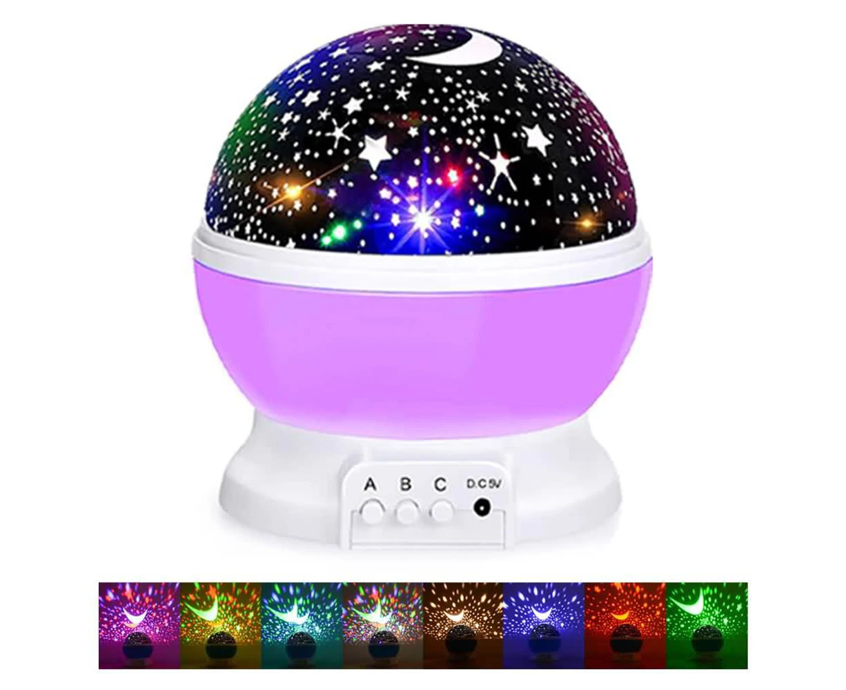 LED Star Galaxy Projector Night Light Starry Sky Party Rotating Kids Room Gift Purple