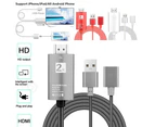 2m USB to HDMI 2K HD Cable Cord for Apple Devices - Red