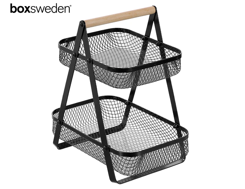 Boxsweden 2-Tier Mesh Benchtop Storage Stand - Black/Natural