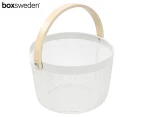 Boxsweden 26cm Round Mesh Storage Basket - White/Natural