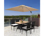 Costway 5pcs Outdoor Furniture Dining Set Patio Table Chairs Cushion Wicker Set Wood Tabletop Home Garden Backyard Balcony