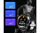Multifunctional Full Touch and Fitness Tracker Smartwatch - Silver- stainless strap