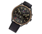 Tommy Hilfiger Black Leather & Dial Men's Multi-function Watch - 1791854