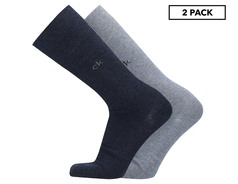 Calvin Klein Men's EUR 43-46 Cotton Rich Casual Socks 2-Pack - Assorted