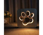 Decorative Wooden Dog Paw Print Night Light